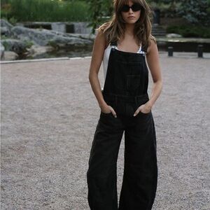 Free People We The Free Good Luck Barrel leg Overalls